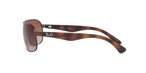 Rectangular Sunglasses With Brown Frame And Brown Gradient Lenses, 62mm Wide, side view showing arm details.