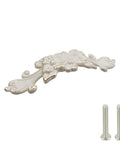 Ivory Decorative Cabinet Pull Handles Set Of 2 Zinc Alloy Flower Drawer Pulls for cabinets, dressers; size 4.84 x 1.18 x 0.9 inches