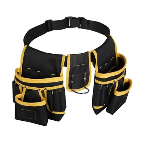 Adjustable Tool Waist Belt With 26 Pockets And Strong Magnets For Holding Hammers Tape Measures Screwdrivers Drills And More On Job Sites Or Home Projects Built From Thick Abrasion Resistant Canvas For Daily Heavy Duty Use, black canvas