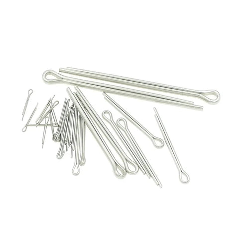 Beefy 304 Stainless Steel Cotter Pins Kit, 300 Piece Split Pins, various metric sizes from M1.2x10mm to M4x60mm, organized pile