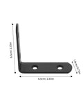 Black Stainless Steel Corner Brackets 12 Pack L Shaped Right Angle Braces for Furniture and Cabinet Shelves showcasing dimensions
