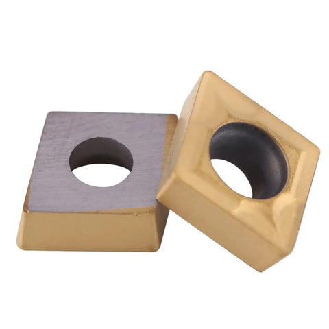 Close-up of carbide lathe inserts set for semi finishing steel CNC CCMT060204 HM YBC251 tools, showing durable blade cutters.