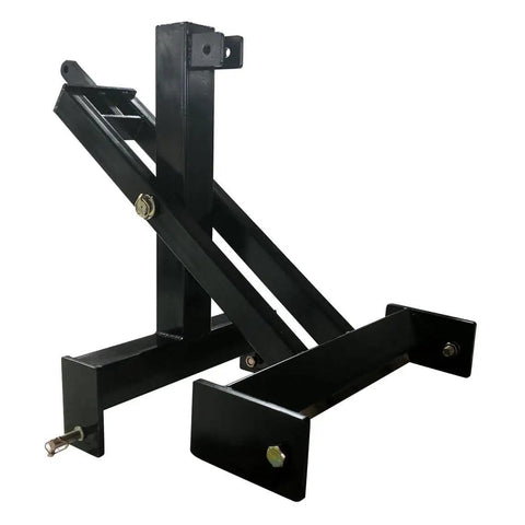 3 Point Scissor Lift For Category 1 Tractors in black powder-coated steel, designed to extend reach for hay bales without a front-end loader.