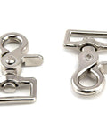Two silver metal trigger snap fasteners with square eyes, 2-pack.