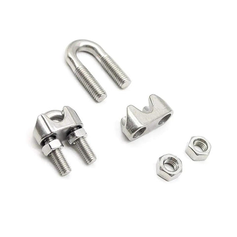25 Pack Stainless Steel Wire Rope Cable Clamps Kit U Shaped Bolts Saddle Nuts For 1/16 Inch 1/8 Inch 3/16 Inch And 1/4 Inch Cables