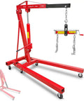 Grease Monkey Approved Heavy Duty Folding Hydraulic Engine Hoist Two Ton Cherry Picker Crane with Eight Ton Pump and chains.