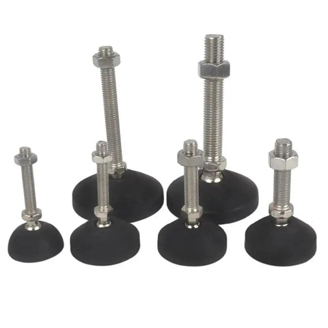 4 Pack Adjustable Furniture Leveling Feet Pads With Nylon Base Universal Swivel Joint Threaded M8 M10 M12 Inserts, various sizes.