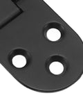 Close-up of black zinc alloy round edge hinge from 4 Pack Zinc Alloy Round Edge Hinges Set For Furniture And Sewing Tables