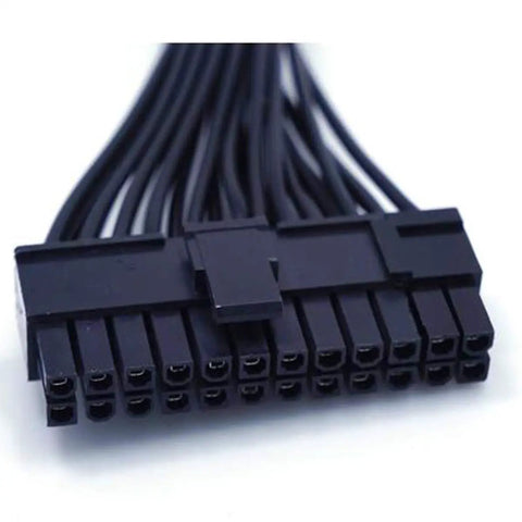 Close-up of ATX 24 Pin Motherboard Power Extension Cable 12.6 Inch Length Internal PC PSU Male to Female Extension Lead.
