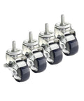 Metric Thread Casters M14 By 2 Point 0 Set Of Four, 3 Inch Polyurethane Wheels With Side Brakes, 4 Inch Overall Height