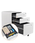 Metal Vertical File Cabinet With Anti Tip Design Lockable Three Drawer Rolling Filing Cabinet for home office storage