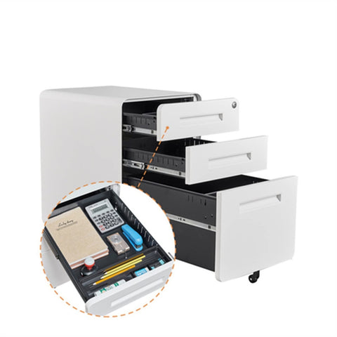 Metal Vertical File Cabinet With Anti Tip Design Lockable Three Drawer Rolling Filing Cabinet for home office storage