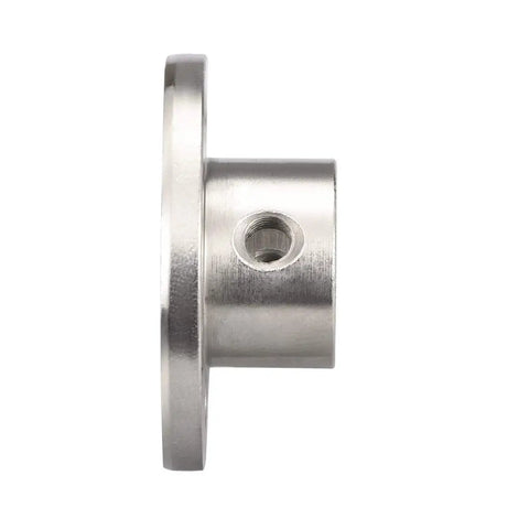 Side view of Rigid Flange Shaft Coupling For 10mm Motor Shaft H13 D16 Precision Connector Silver Tone Two Pack With Mounting Holes