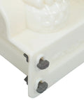 Close-up of Dope Pair Chinese Lion Statue Molds for Cement or Plastic Casting in white plastic with corner view details