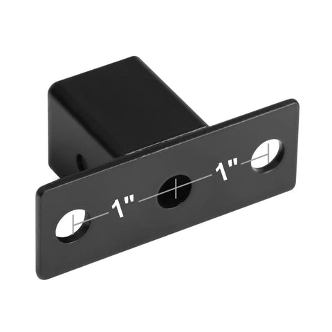Eight Pack Workhorse Square Post Flange Base Brackets For One Inch Square Tubing featuring prepunched holes and matte black finish.