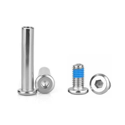 10 Pack Beefed Up Inline Skate Axle Screws, 6mm Shaft, 30mm Length Hex Socket Replacement Hardware, silver tone metal