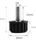 Adjustable Threaded Chair Feet Floor Protectors 50 Pack With Silent Damping No Slip Base Pads For Tables Chairs Cabinets And Other Furniture On Uneven Floors shown with dimensions