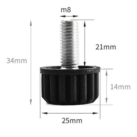 Adjustable Threaded Chair Feet Floor Protectors 50 Pack With Silent Damping No Slip Base Pads For Tables Chairs Cabinets And Other Furniture On Uneven Floors shown with dimensions