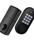 Slick Keyless Entry Door Lock With Bright Backlit Keypad And Smooth Automatic Deadbolt Mechanism For Interior Spaces. Black finish.