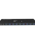 8 Port KVM Switch VGA USB Connectivity Rack Mount Console Manual Override Wired Remote Extender For Multi PC Setup, side view with ports.