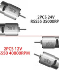Two Pack High Speed RS550 Motors For Power Wheels Ride On Toys 12V 24V Upgrade Replacement Parts With 40000 RPM And 8 To 16T Gear Options