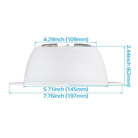Dimensions of Six Inch Classic White Recessed Light Trim With Detachable Ring, Full Metal Step Baffle, Fits Halo And Juno Remodel Housings