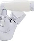 Head And Shower Combo Faucet In Chrome And White Finish With Ceramic Disc Valve, Classic Sprayer, Side View