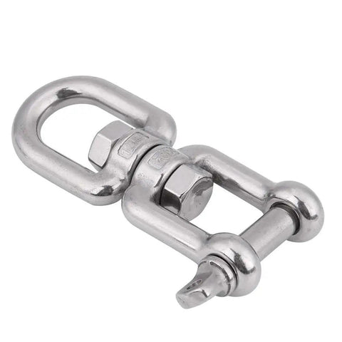 Heavy Duty 304 Stainless Steel Swivel Snap Shackle Bombproof Rust Proof Rigging Hardware For Hauling Towing And Marine Applications Smooth Rolling Action Built Like A Tank, polished shackle with nut.