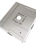 Heavy Duty Aluminum Router Table Insert Plates 3 Pack For Low Sweat Wood Milling And Crisp Trimming Operations With Knockout Durability And Bang On Target Miter Gauge Fit, 240x200mm, detailed measurements shown.