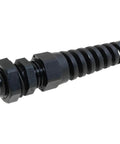 NPT Three Eighths Inch IP68 Waterproof Cable Gland Bend Relief Spiral Strain Relief Black Nylon Connector With Gasket PA66