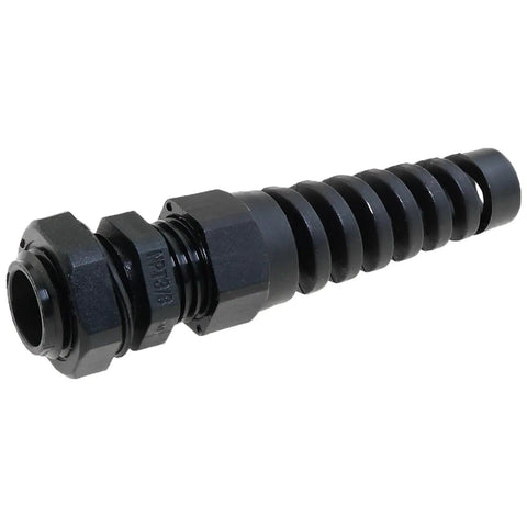 NPT Three Eighths Inch IP68 Waterproof Cable Gland Bend Relief Spiral Strain Relief Black Nylon Connector With Gasket PA66
