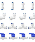 Push To Connect Quick Connect Fitting No Tools Needed For Three Eighths Inch Tube OD Water Filtration RO System Leak Proof Connection Ball Valve Tee Elbow Inline Connector Pack Of Sixteen