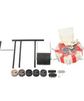 Components of Hand Seed Spreader Roller Seeder For Farm And Garden Easy Push Dispenser with large 8.27 lb seed capacity.