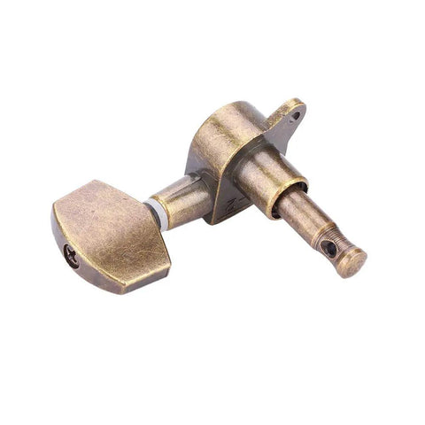 Single copper alloy tuner from Six Guitar Locking Tuners With Screws Copper Alloy Machine Heads Brass Colored Tuning Pegs For Acoustic And Electric Guitars Fast, Accurate Tuning With Stable Grip And Antislip Gear Design