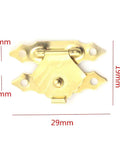 Retro Vibe Mini Antique Iron Hasp Lock Set For Jewelry Boxes And Small Wooden Cases, brass lock with dimensions shown