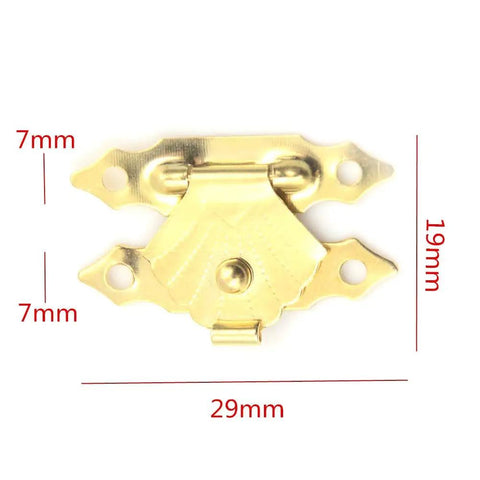 Retro Vibe Mini Antique Iron Hasp Lock Set For Jewelry Boxes And Small Wooden Cases, brass lock with dimensions shown