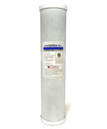 Carbon Block Water Filter 4.5 Inch Diameter By 20 Inch Length 10 Micron NSF Certified Coconut Carbon Block standing vertically.