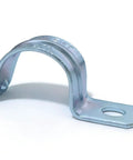 Rock Solid Heavy Duty Three Quarter Inch Emt Conduit Clamps Zinc Plated One Hole Snap On Pipe Supports, close-up view.