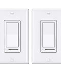 Two Pack Dimmable Light Switch For Single Pole Or 3 Way, Flicker Free With Side Adjustment Wheel, No Neutral Required, White