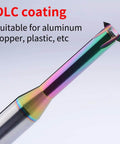 Carbide thread milling cutter with rainbow DLC coating; 60° threading tip for aluminum