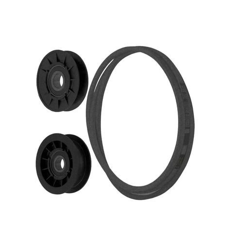2 Pack Idler Pulleys With V Belt Kit For John Deere L125 L130 And More Tractors Ensures Peak Performance Without Worrying About Transmission Drive Issues While Getting That Fresh Smooth Ride You Deserve, black pulley and belt kit