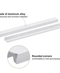 Five Pack Edge Mount Cabinet Pulls, Fifteen Point Seven Five Inch Long Aluminum Alloy Hidden Back Mount Finger Pulls for Kitchen Cabinets and Drawers, showing corrosion-resistant alloy and rounded corners.