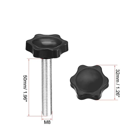 Heavy Duty Black Star Clamping Handle Screw Knobs With M8 X 50mm Male Thread And Rock Solid Grip For Shop Lathes Workbenches Machine Tools And Garage Builds Two Pack