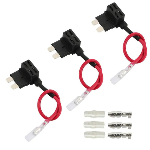 3 Pack Premium Acu Add-A-Circuit Fuse Tap Piggyback Blade Fuse Holder Kit With 16 Awg Wire Harness and 15 Free Standard Blade Fuses plus fuse puller.