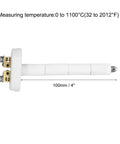 K-type ceramic kiln thermocouple sensor with white ceramic shaft, 100mm (4") long and brass terminal block
