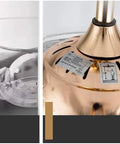 Close-up of the motor housing of the 42 Inch Gold Crystal Ceiling Fan With Retractable Blades And Warm Light No Sweat Remote Control.