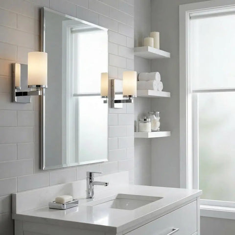 Crosby 9.25 Inch Chrome Wall Sconce With Satin Etched Cased Opal Glass 1 Light Modern Vanity Light For Hallway Or Bathroom Ambient Illumination And Easy Install No Fuss Mounting In Minutes