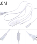 Three Pin T5 T8 LED Wire Connector Power Cord Six Foot Extension Cable With On Off Switch and US Molded Plug