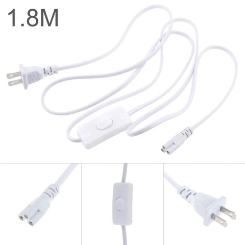 Three Pin T5 T8 LED Wire Connector Power Cord Six Foot Extension Cable With On Off Switch and US Molded Plug