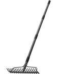 63 Inch Bow Rake With 17 Steel Tines And Stainless Handle, Heavy Duty Garden Rake Built Tough For Yard Work, Side Angle